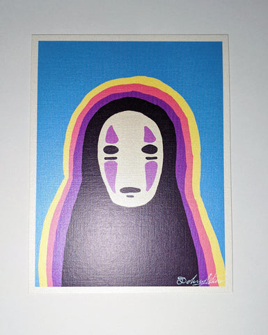 art print of no face from spirited away with a pearlescent finish